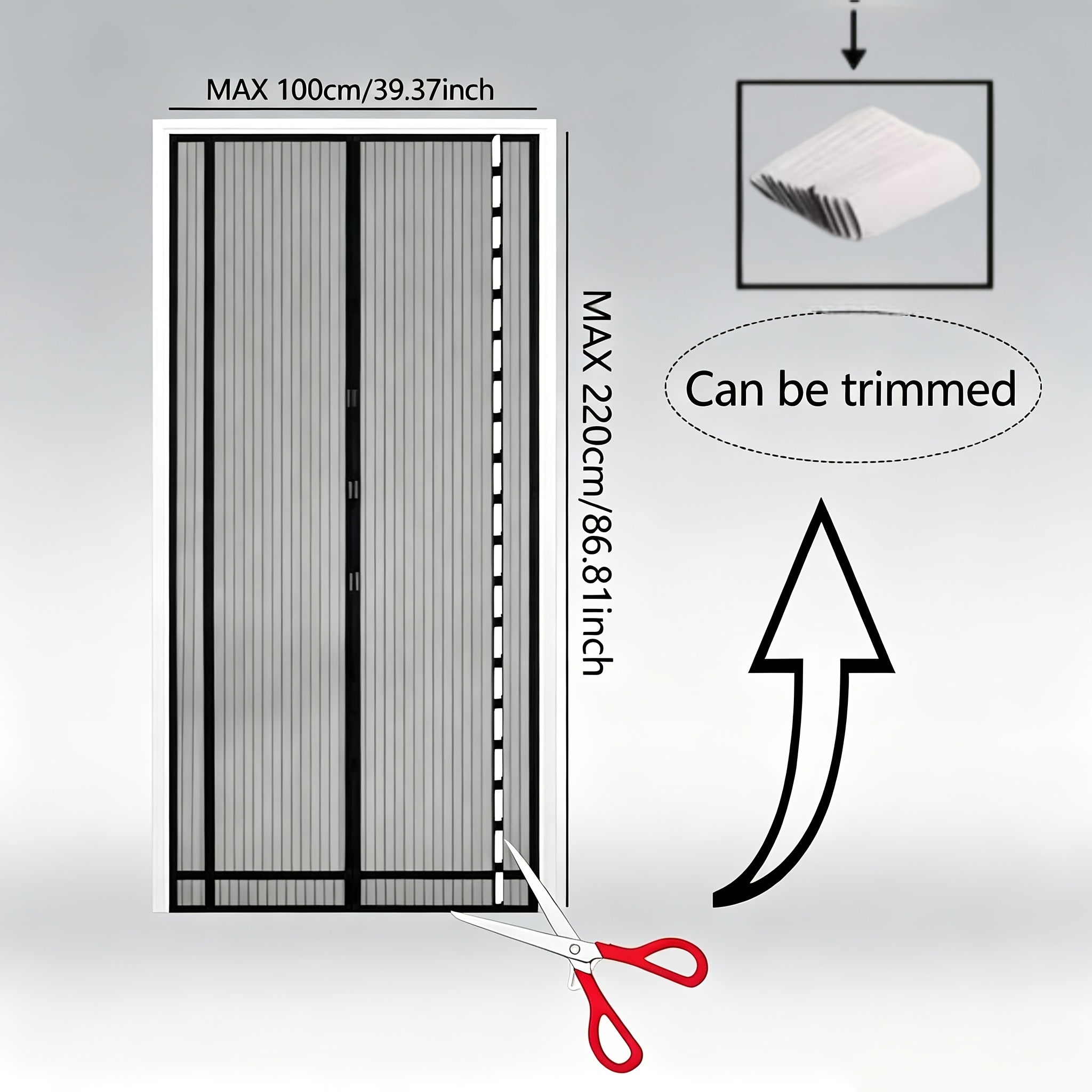 TEMU 2pcs Summer Easy-to-install Magnetic Mesh Door Curtain With Double-sided Hook And Loop Fastener - Insect-proof, , Cut To Size , Suitable For