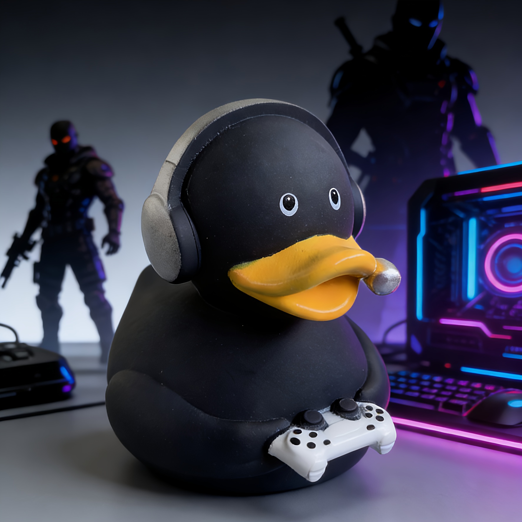 Image of 1pc/2pcs Duck Decorative Ornament Pvc Large Model Suitable For Desktop Decoration, Car Ornament, Esports Enthusiast Collection