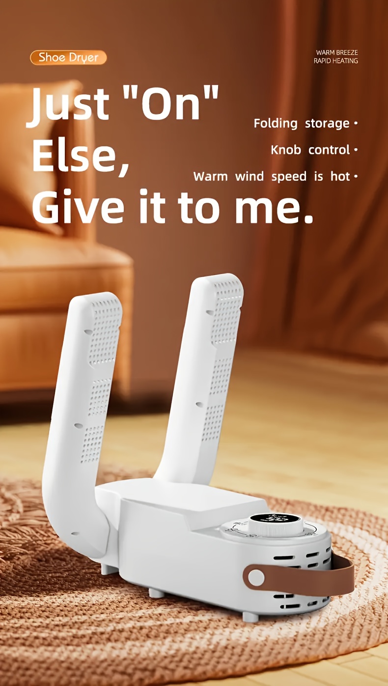  portable shoe boot dryer with intelligent temperature air circulation delay timer auto odor eliminating fast drying for all shoes gloves boots eu plug 220 240v folding design glove drying solution durable plastic exterior details 0