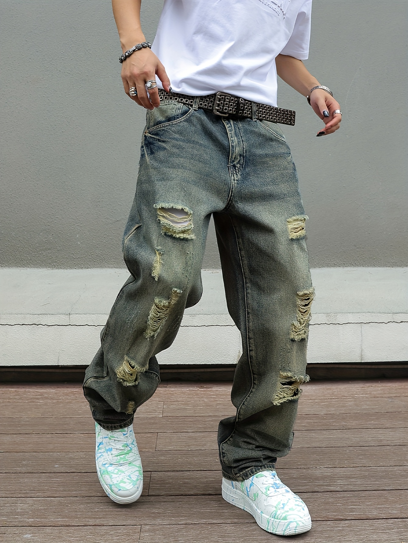 baggy distressed jeans sold on Temu United States