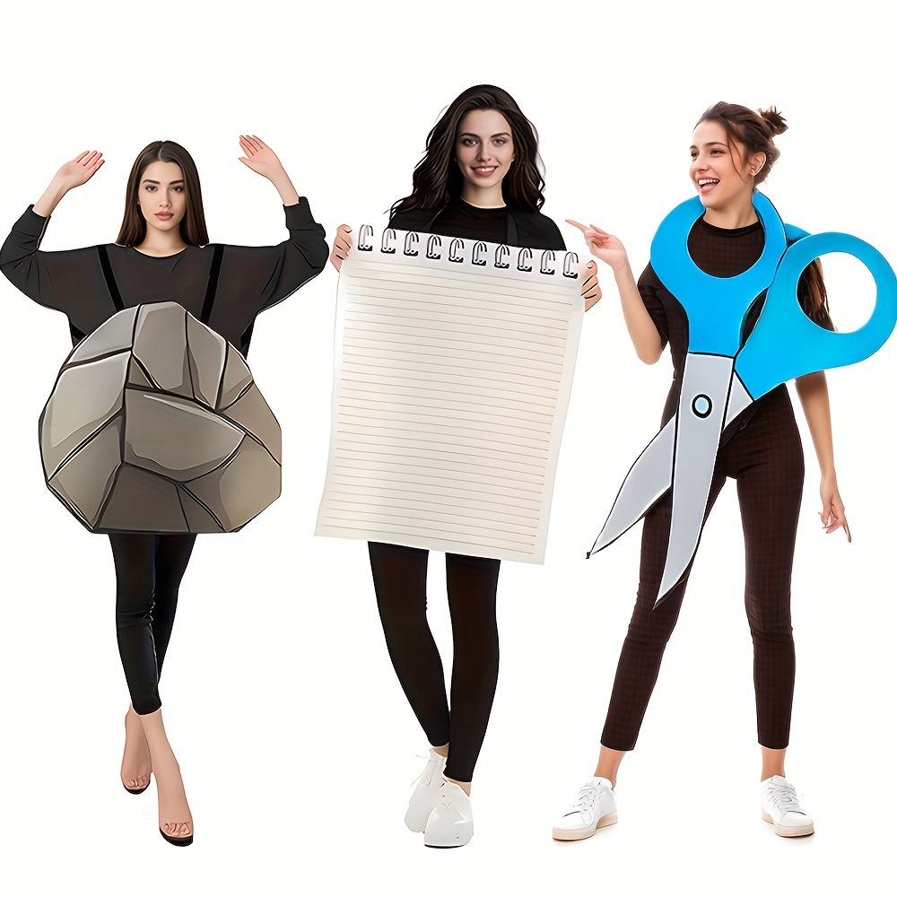 Conjunto de piezas de disfraz de Halloween de piedra, papel y tijeras,  ropa de unisex, trajes divertidos para *s de Halloween y Navidad,