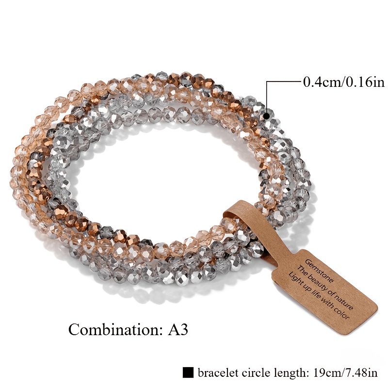 TEMU Braccialetto con perline 4 pezzi, vintage con cordino elastico, collana impilabile, versatile e adatta a tutte le misure di polso, regalo per