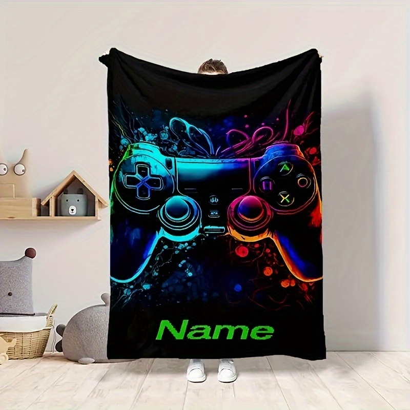 

Couverture en Flanelle Personnalisée avec Nom - Design de Manette de Jeu, Parfaite pour les Passionnés de Jeux, pour Canapé, Lit, Bureau et Utilisation Extérieure - et Lavable en Machine