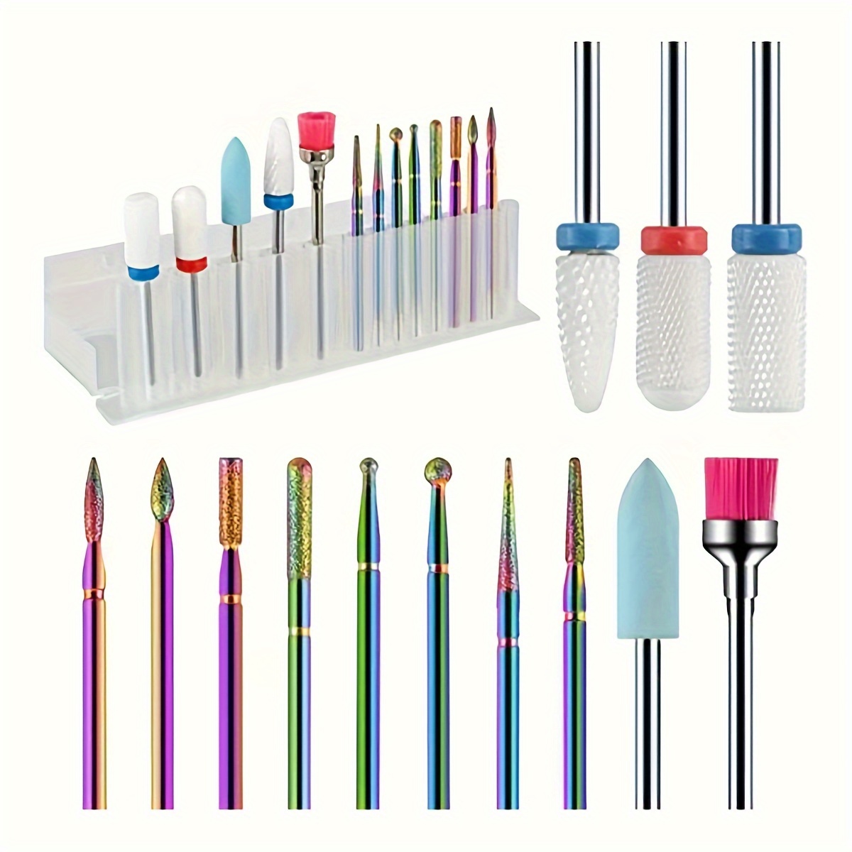 

Nail Drill Bits Set For Acrylic Nails, 3/32 Inch, Electric Nail File Kit With Ceramic Cuticle Removers & Gel Nail Art Tools, Professional Manicure & Pedicure Accessories