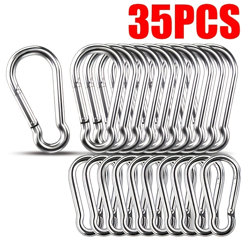 TEMU 35pcs Heads, 304 Stainless Steel Keychains, Suitable For Camping, Hiking, Travel, Riding, Outdoor Gear Additions, Lockable Metal Clasps,