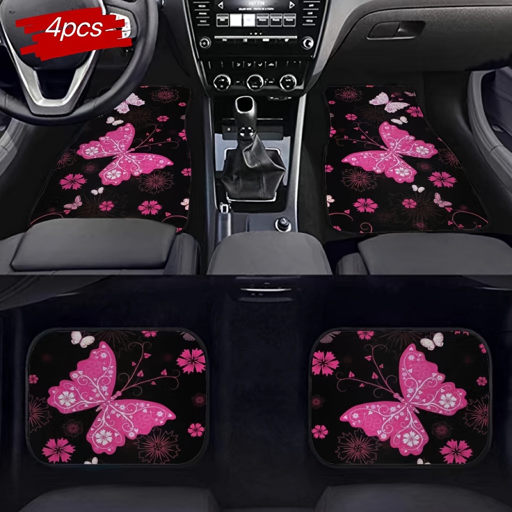 

4pcs Cute Car Floor Mats Set - Fit For Sedans, Suvs & More - Polyester Interior Accessories