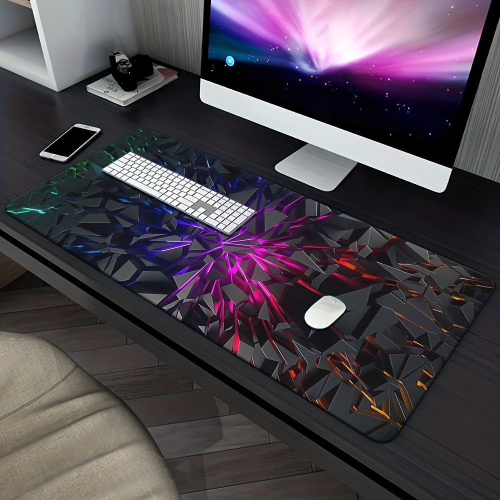 xxl neon futuristic mouse pad compatible for pc laptop large   gaming office desk mat with neon glow lines durable rubber base   gift for men women   xxl size Product details 2