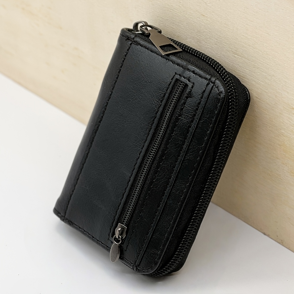 TEMU Card Holder With Zipper Portable Men's Card Wallet Coin Purse Front Pocket Wallet Minimalist Card Case For Women Short Wallet For Men Business
