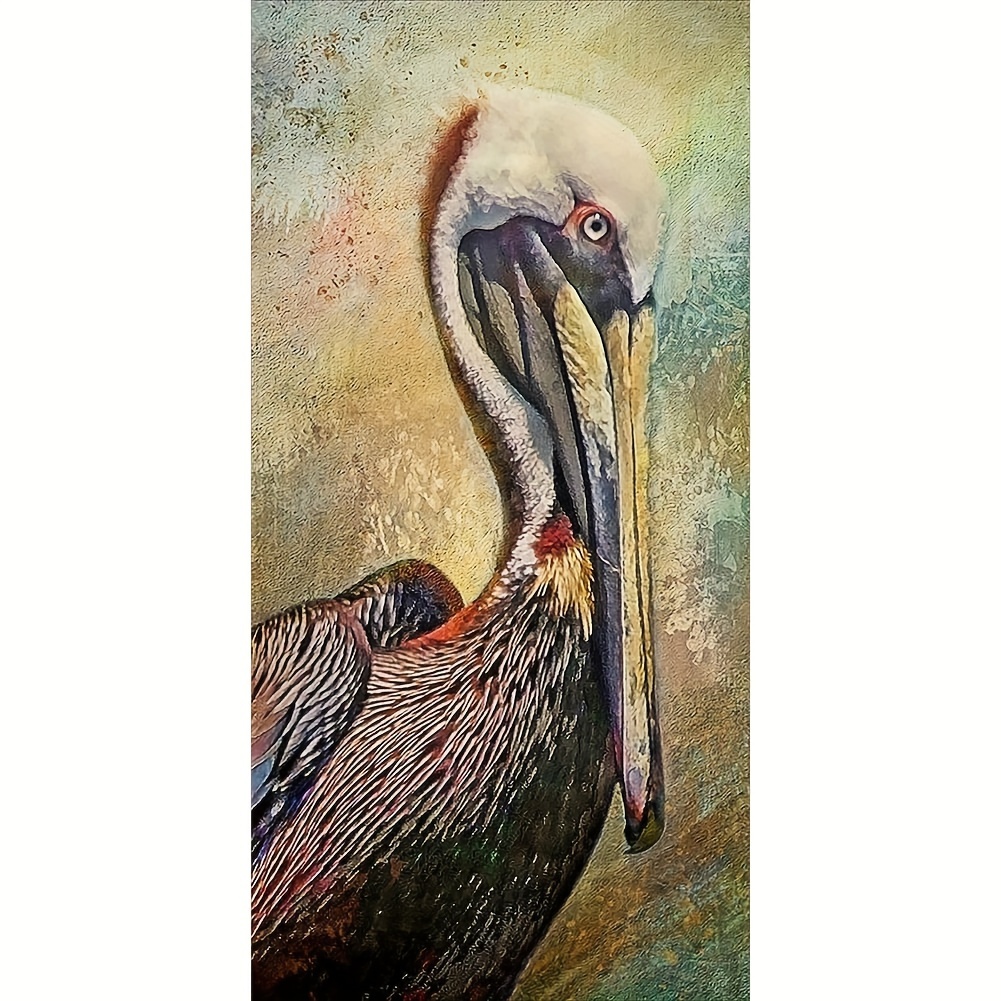 

5d Diy Diamond Painting Kit Of Pelican Animal - Round Full Drill Acrylic Pmma Diamonds Embroidery Set For Adults, Mosaic Craft Gift & Home Wall Decor - 19.69x39.38 Inches