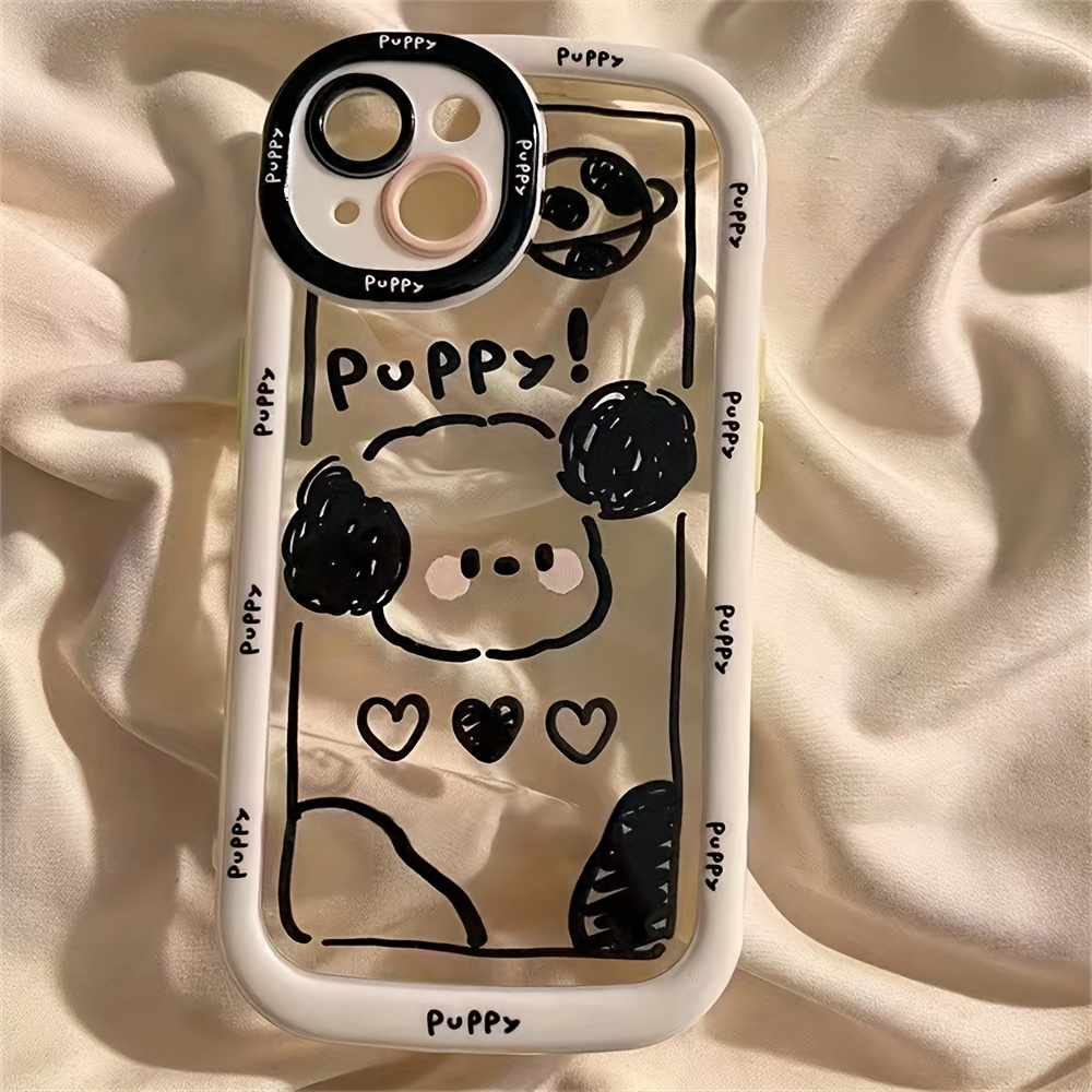 TEMU Phone Case - Cream Shell With , Suitable For Iphone 11, 12, 13, 14, 15, 16 Pro Max Featuring Small Dogs And Cats
