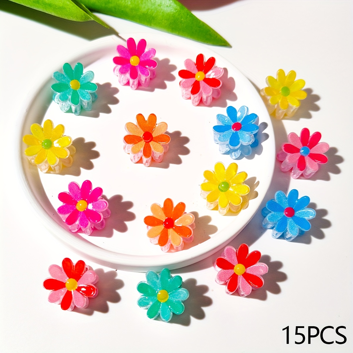 E-shop 15 Stk./30 Stk. Süße Mini-Haarklammern für Damen im Sommer mit Chrysanthemen-Druck, einfaches Haar-Accessoire für Seitenscheitel ausgefallene