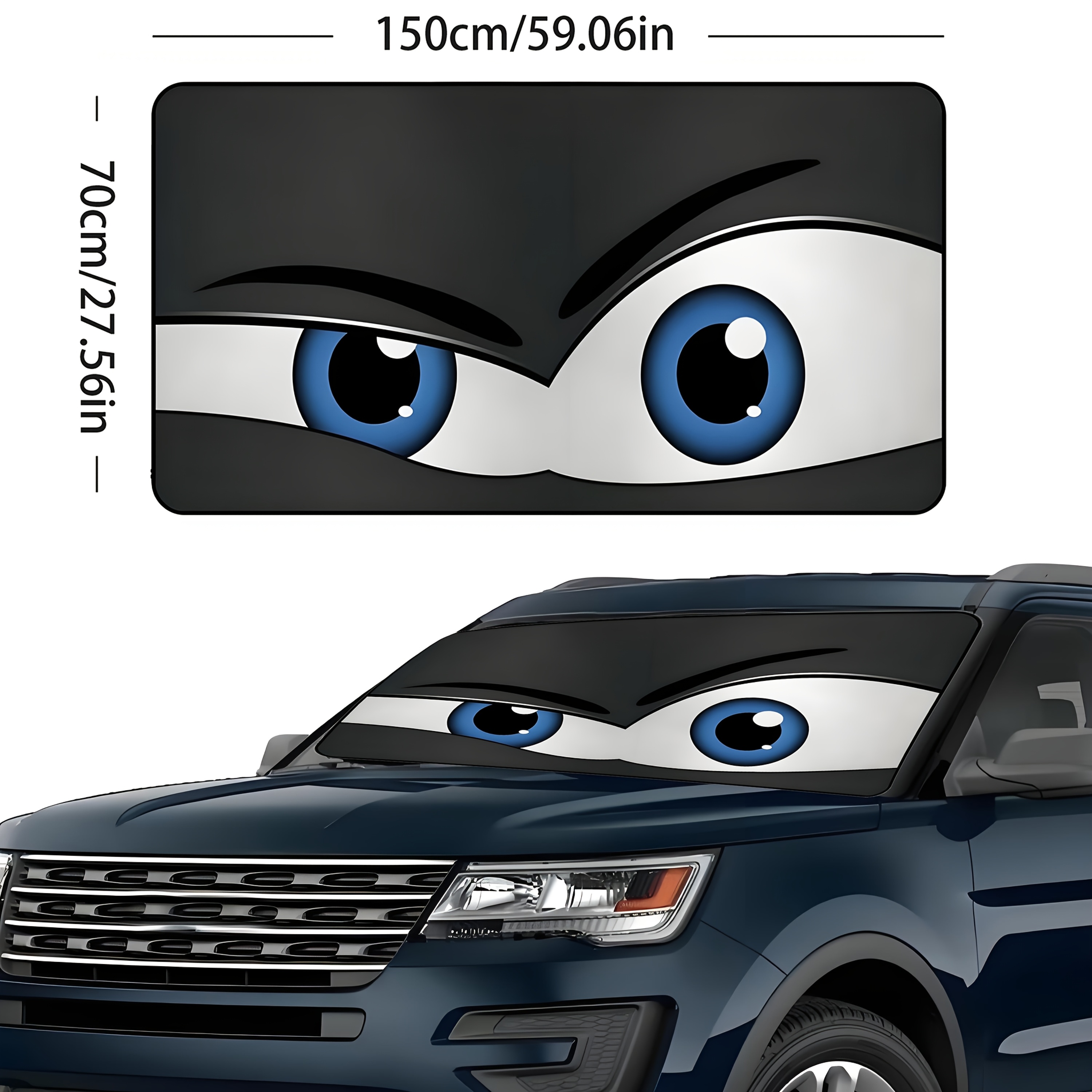 E-shop Grauer lustiger Auto-Sonnenschutz, | Faltbarer UV-Schutz-Sonnenschutz | Polarisierte Auto-Sonnenblende für SUV, Limousine, LKW |