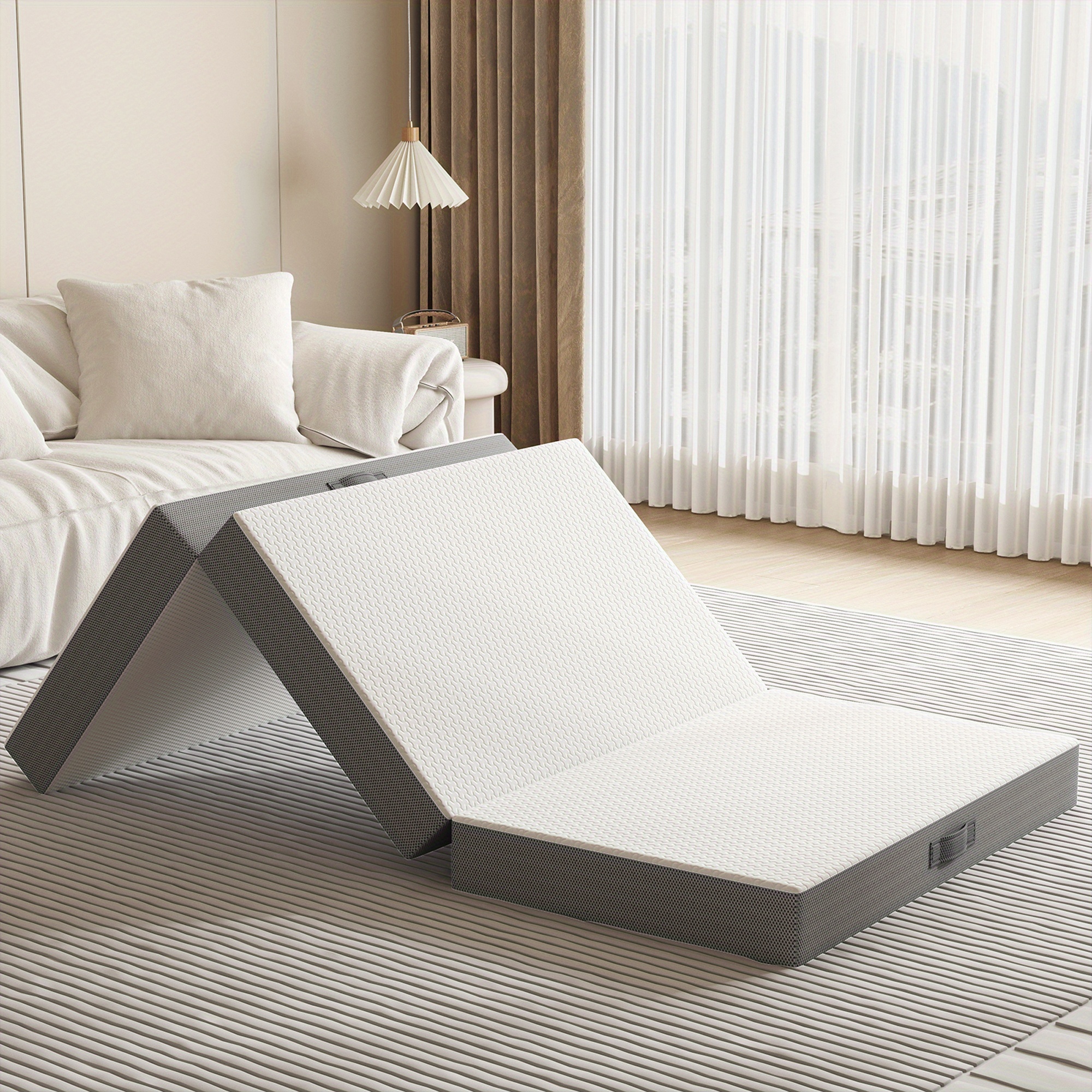   Mattress - Extra Thick Memory Foam Yoga Mattress, Removable Mattress Cover, Portable Floor Mat, Suitable For Travel And Camping, Space-saving Foldable Design, Non-slip Bottom Surface, Suitable For Home And Outdoor Use