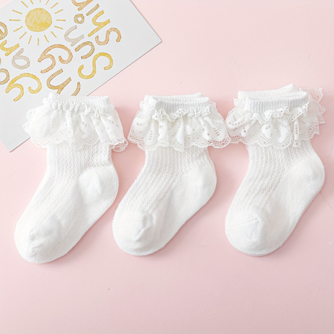 

3-pack Girls Lace Socks Mesh Breathable Princess Style Socks