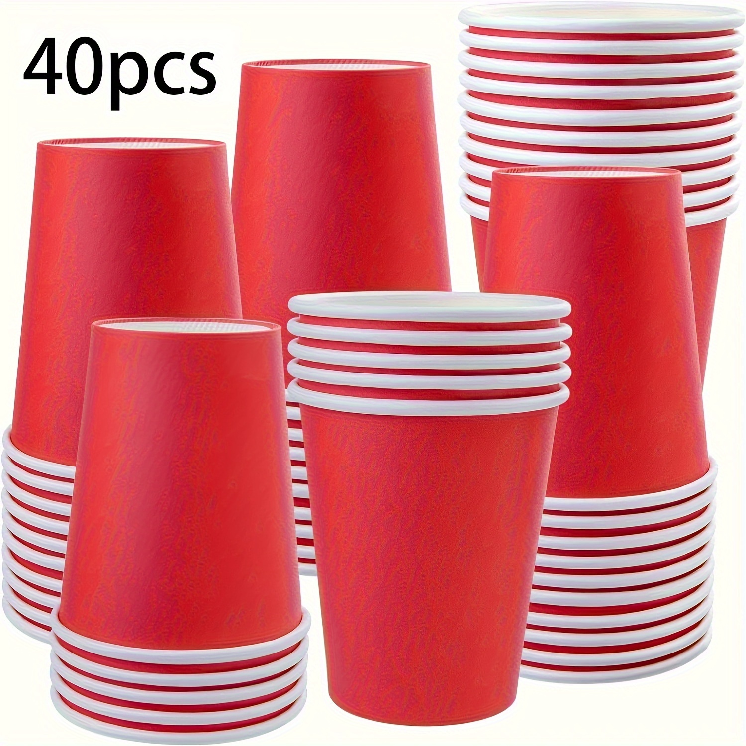 40/20개 9oz 빨간색 종이컵, 파티, 피크닉, 결혼식, 여행, 이벤트용 방수 음료컵. 일회용, 뜨거운 또는 차가운 음료용