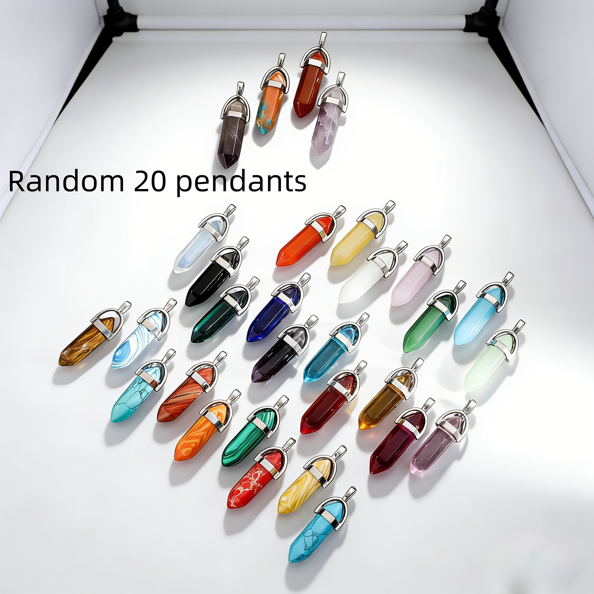 TEMU 20pcs Random Multicolor Hexagon Pendants Bulk Beads Pointed Beads Necklace Bracelet Keychain Jewelry Additions Holiday Gifts