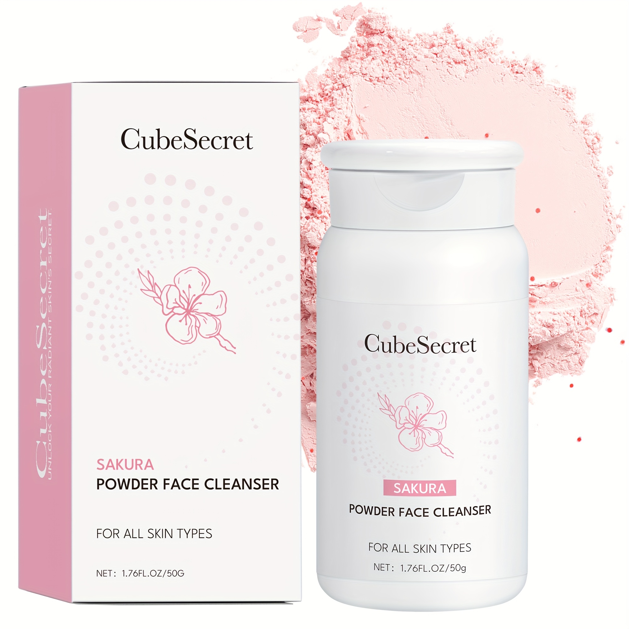 Image of Cherry Enzyme Cleansing Powder Contains Cherry Hydrolyzed Protein And Cherry For . Hyaluronic Acid, Vitamin C, And Ceramides To The Skin. Suitable For Types. For Day