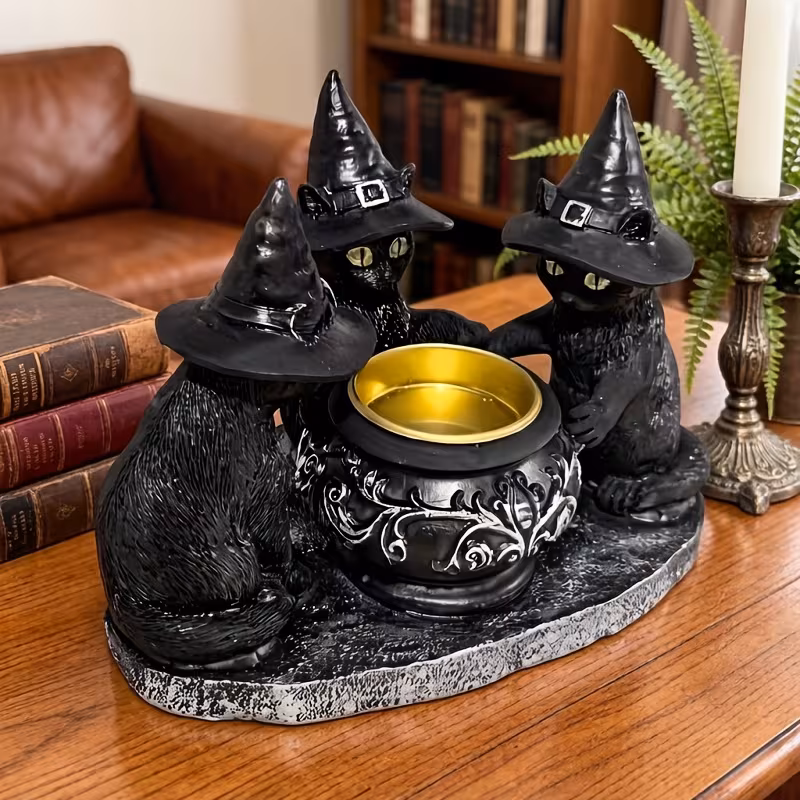 black cat incense holder resin ornament a unique decor piece suitable for and tea rooms durable and sturdy this festive incense holder is perfect for home decoration during holidays such as christmas Product details 3