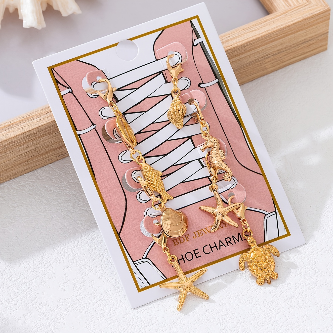 TEMU 8pcs/set Trendy Shoe Charms Set - Starfish, Seashell, Seahorse And Turtle Shoe Decorations, Summer Beach , Shoelace Additions For Sneakers,