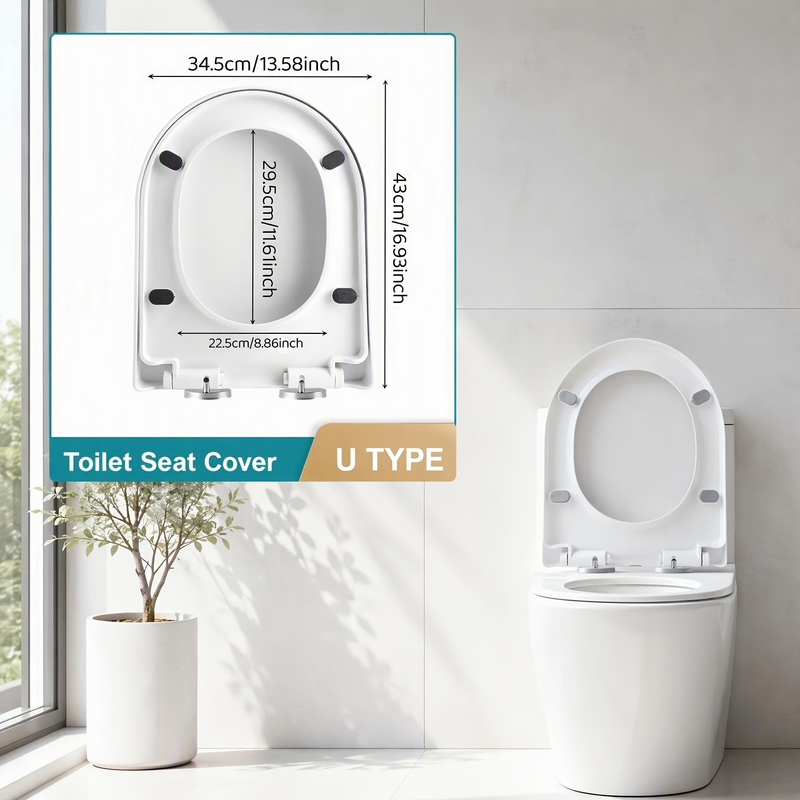 TEMU Universal V/u/ Toilet Seat Cover, Soft White Toilet Lid With Metal Mounting Fittings For Home Rental Bathroom Replacement. This Classic Toilet