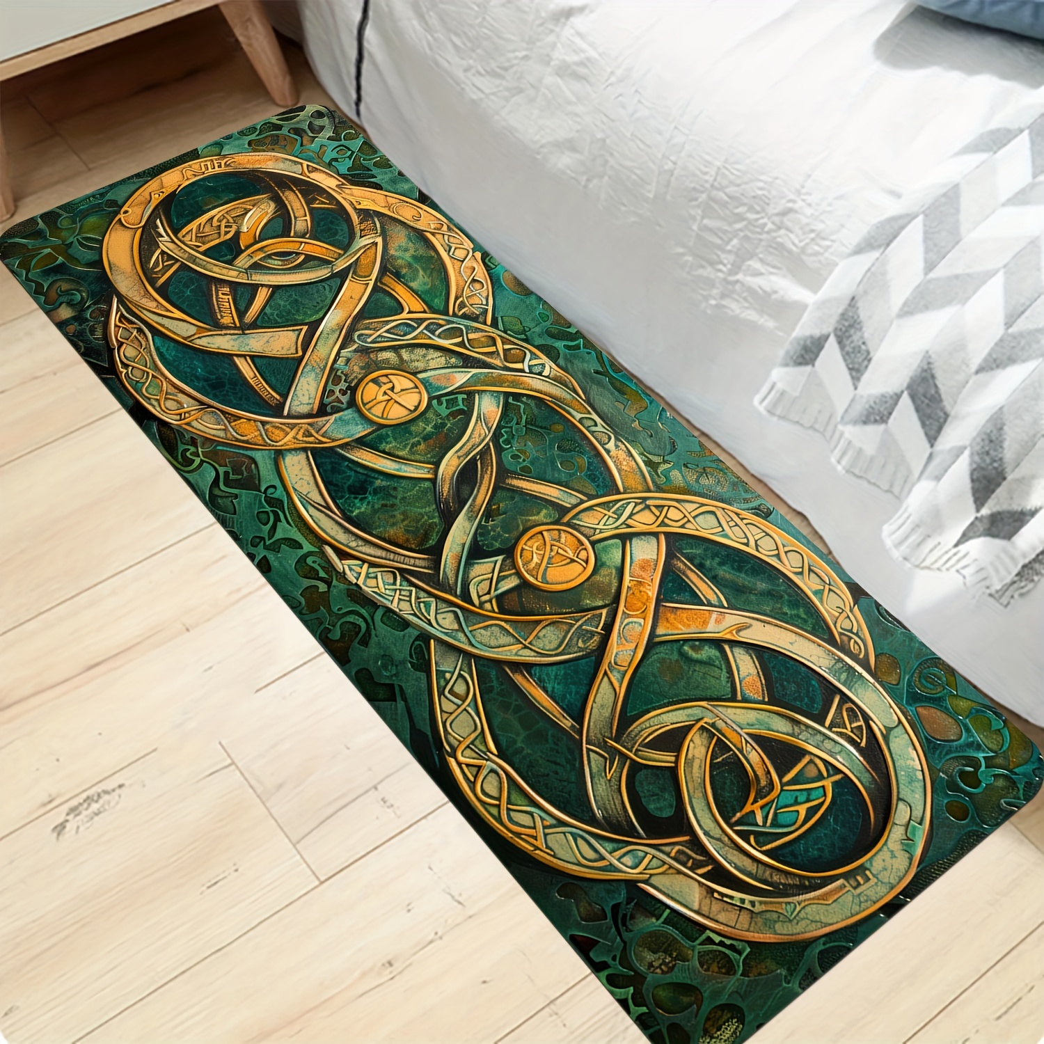 TEMU 1pc Tapis Décoratif à Motif de Nœud , Antidérapant pour Cuisine, Lavable en Machine et Inaltérable, Plusieurs Tailles Disponibles, Coussin,