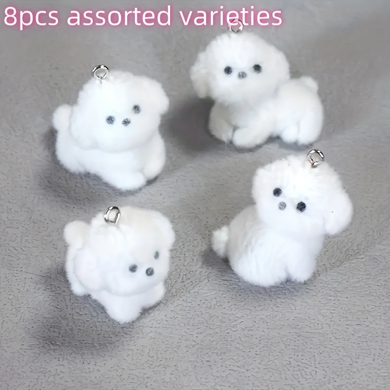 Image of 8pcs Random Mix Pendants In 4 Poses, Animal-shaped, Resin, For Pet Enthusiasts, Diy Earrings Jewelry Making, Small Gift Charms