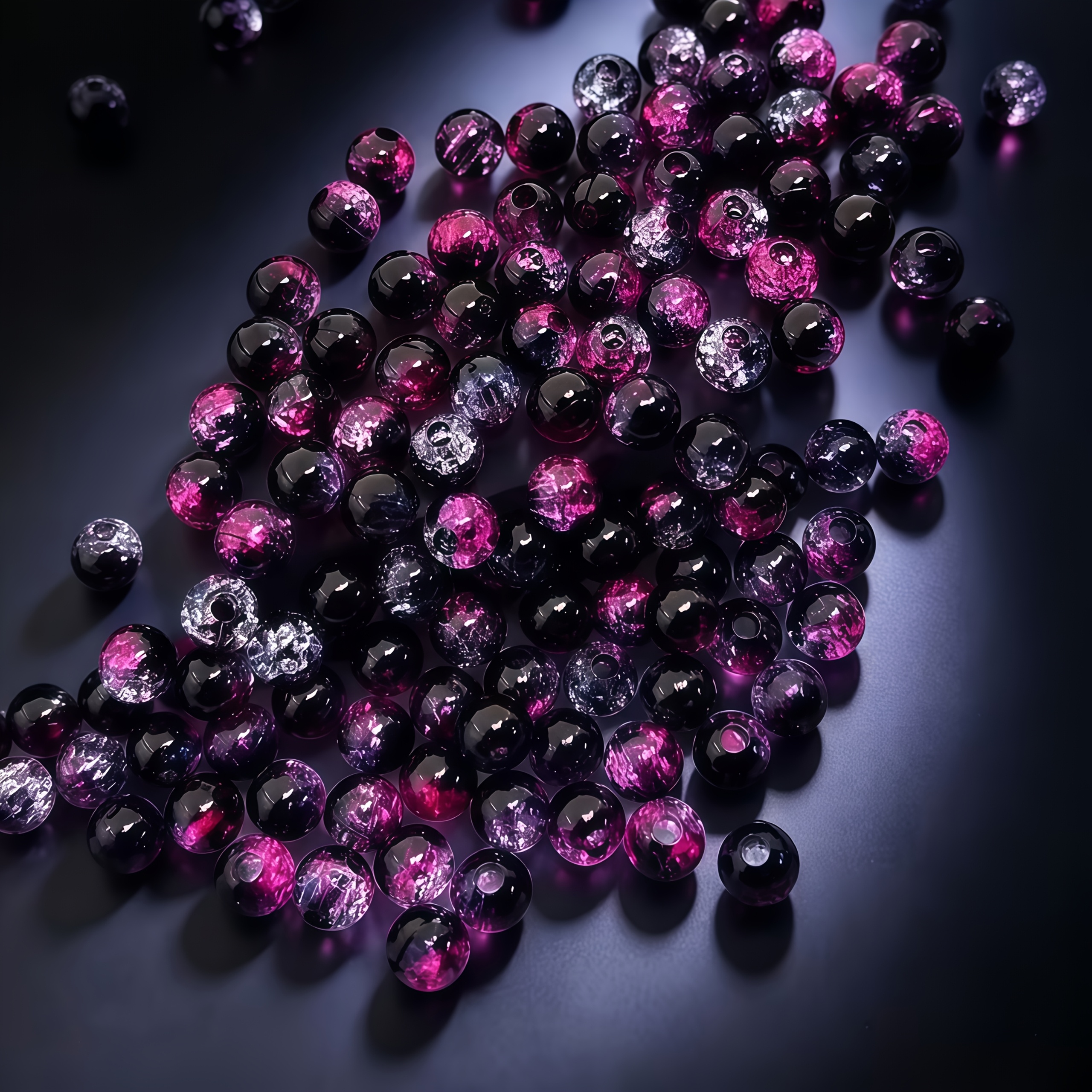 Image of 8mm 152pcs Black Rose Red, Cracked Beads, Acrylic Bead Decoration, Loose Beads, Additions, Decorations, Clothing, Holiday Gifts, Parties
