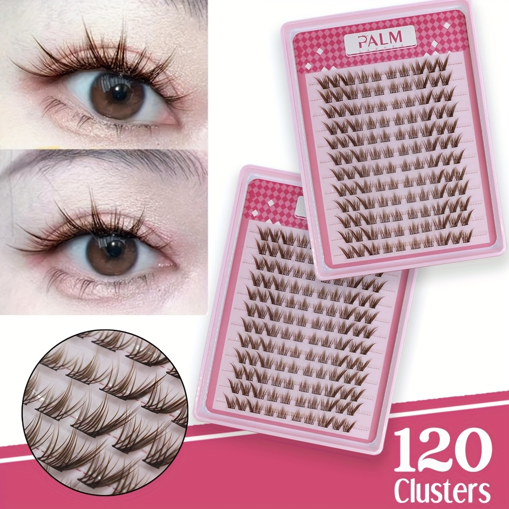 Image of 120pcs/124pcs Brown/ Clusters Lash Clusters Fairy Cat Eye Lash Clusters Natural Fox Eye Eyelashes Clusters Wispy C Cluster 9-13mm Eyelash Extensions Anime Individual Lashes Natural Look By Palm Lashes