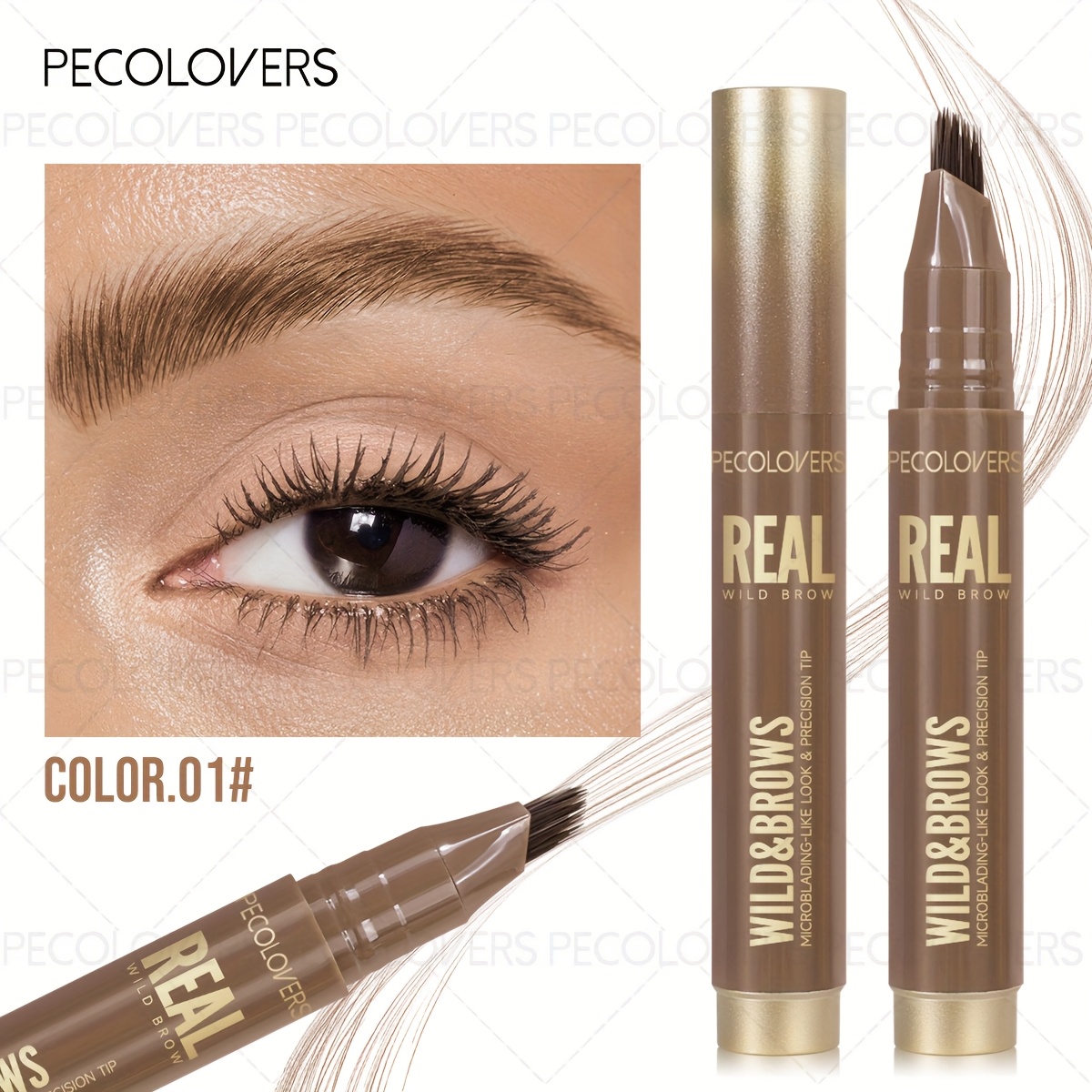 Double-effect Pencil: Multi-bristle Design For , Realistic Brows + Precise Hairline Filling, Waterproof & Longwear