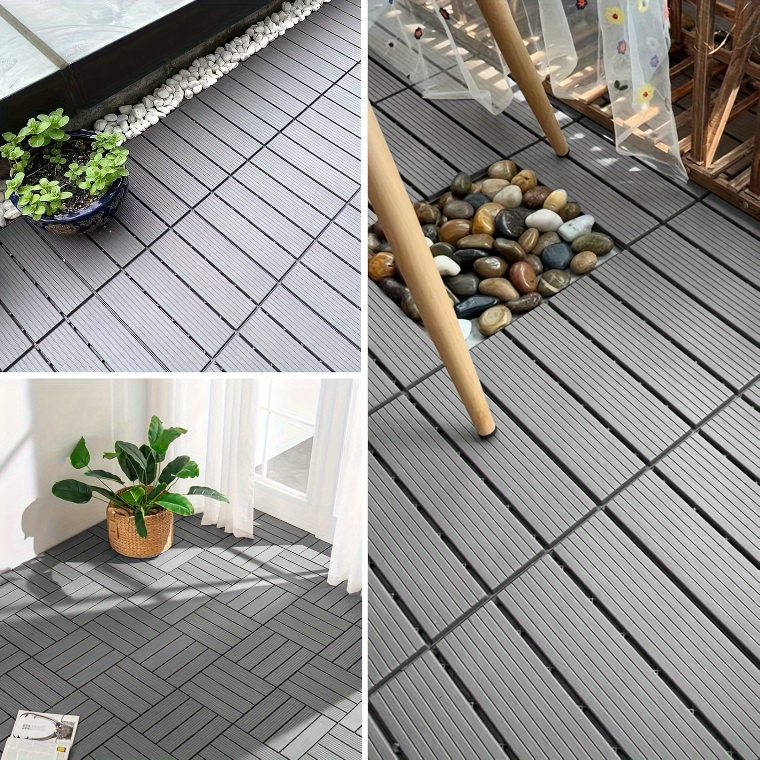 

27/44pcs Plastic Interlocking Deck Tiles - 12"x12" Square, Waterproof, Patio Decking Tiles For Poolside, Balcony, Backyard - Installation, Sturdy Pp Material, Indoor/outdoor Use