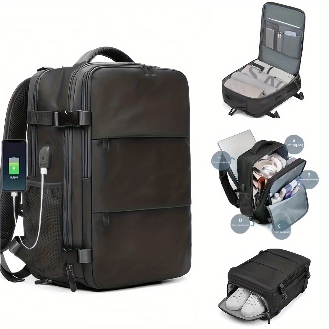 

Sac à dos de grande multifonctionnel de charge USB, sac ordinateur portable en unisexe compartiment à chaussures, sac à dos approuvé les vols en , sac à dos décontracté la randonnée, , cadeau