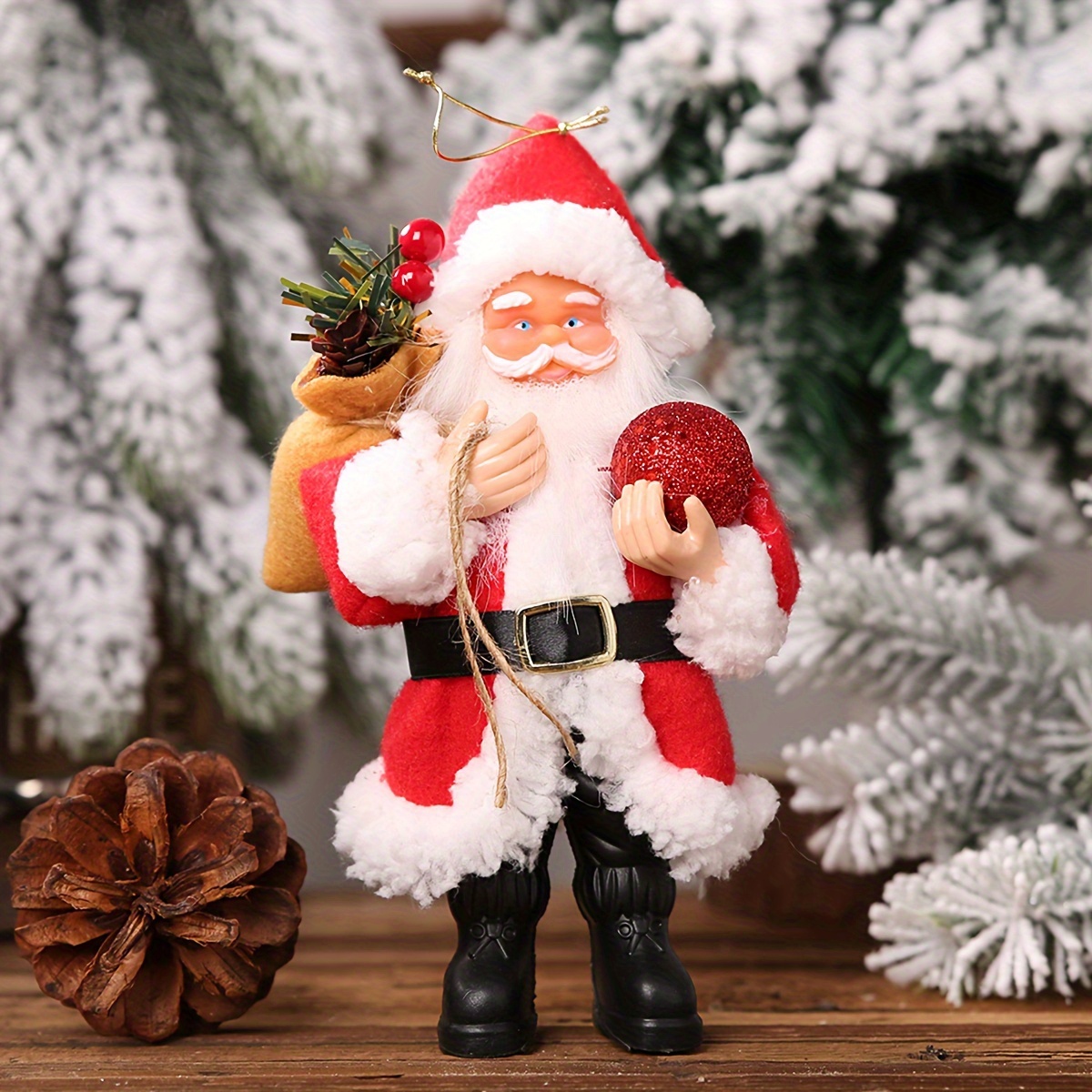 Image of 1pc Christmas Decoration Santa Claus Standing Ornament Hanging Decor