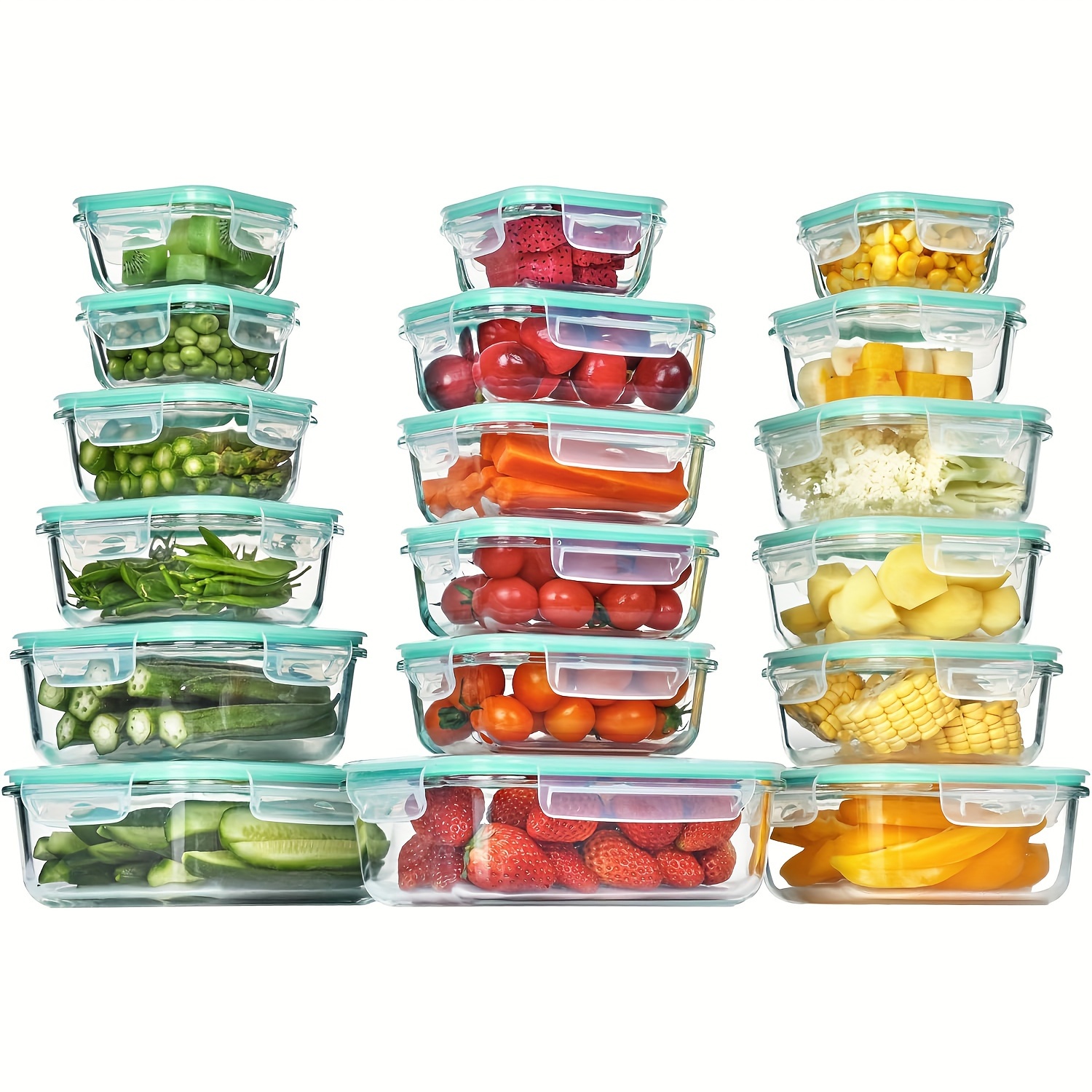 

18pack Glass Food Storage Containers With Lids, Meal Prep Containers, Airtight Lunch Containers Bento Boxes With Leak Proof Locking Lids For Microwave, Oven, Freezer, Dishwasher