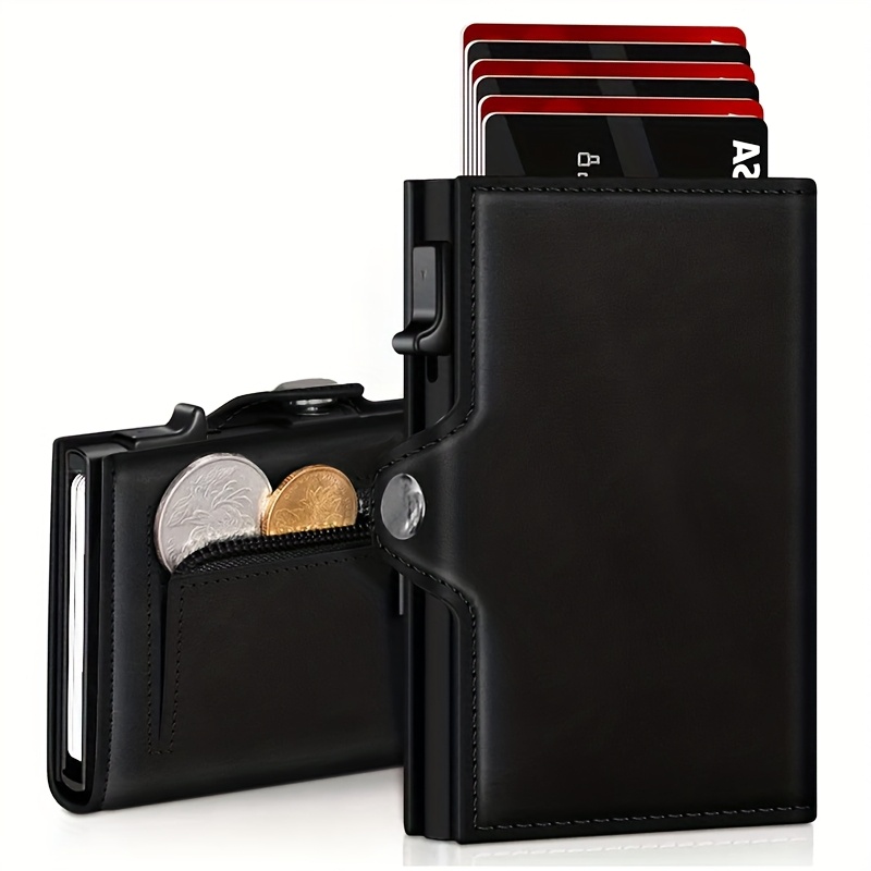 TEMU Shielded Credit Card Wallet | Slim Wallet For Men And Women | Card And Document Holder With Rfid Protection And Carbon Fiber Money Card Black