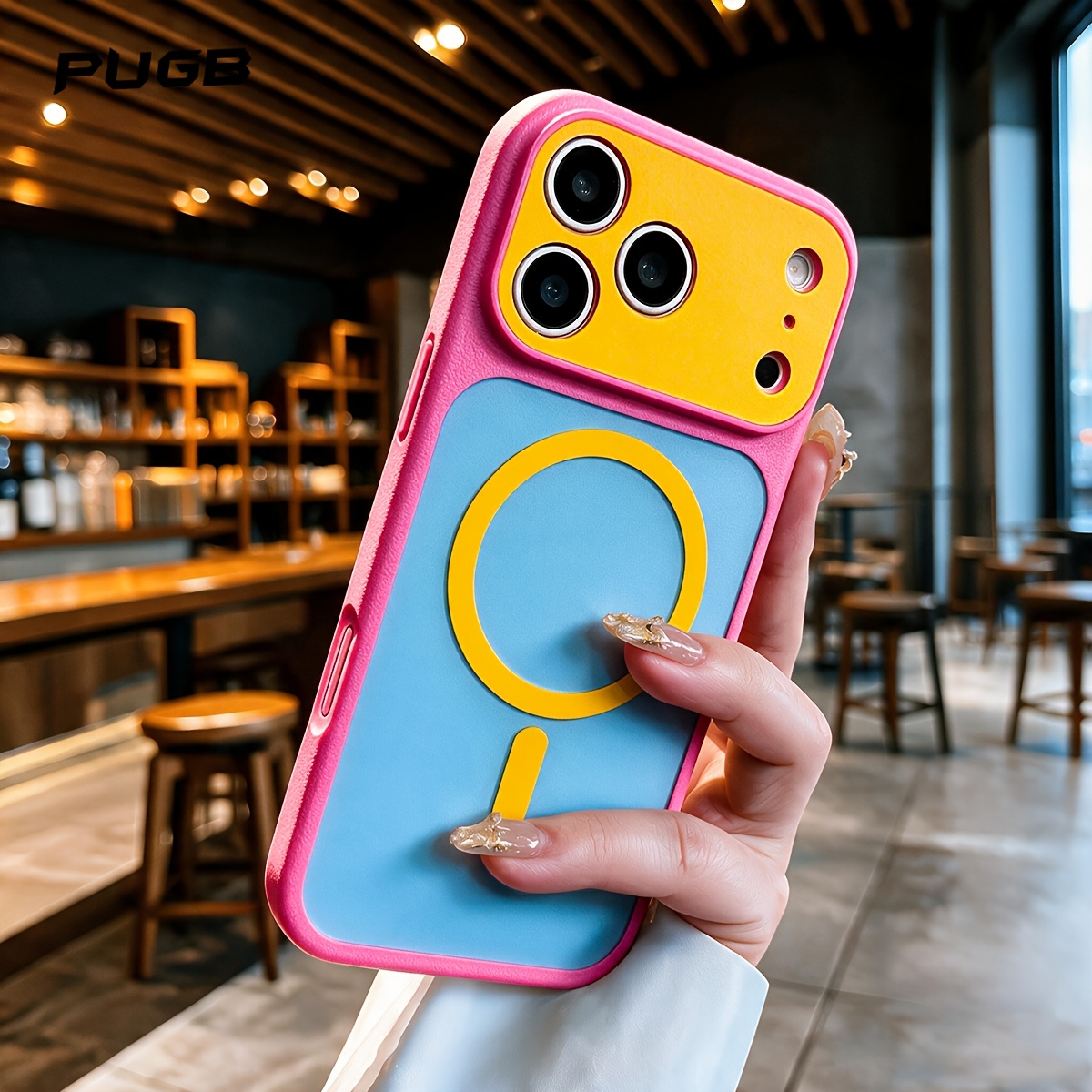 TEMU Phone Case - Luxury New Color-block Dopamine Large Window Magnetic Wireless Charging Phone Case Compatible With Iphone 18 Pro Max 17 Pro 17 Pro