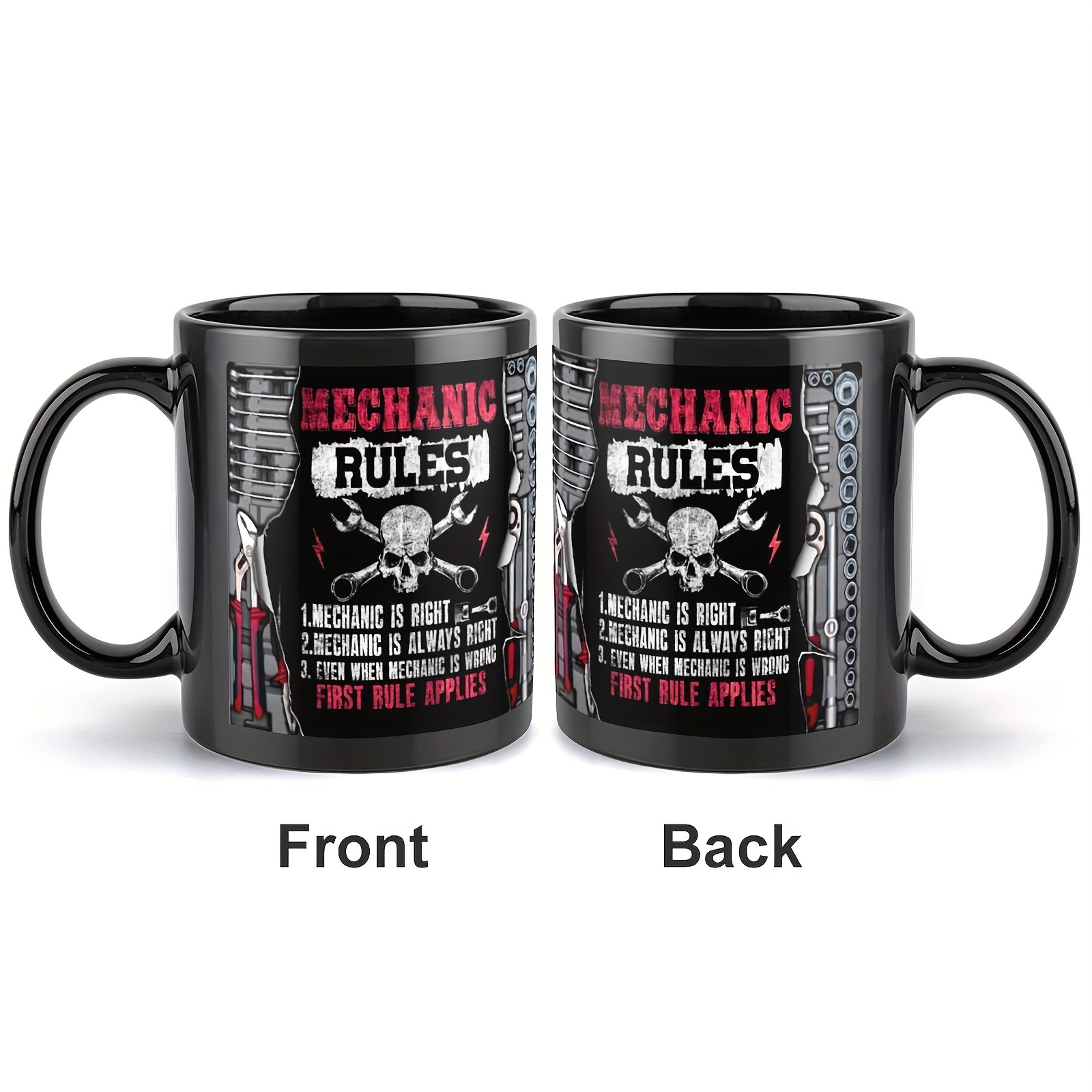 1pc 11oz mechanic rules ceramic mug insulated coffee cup for men and women hand wash only multipurpose reusable mug unique dad gift from son daughter wife fathers day gift idea for mechanics 1