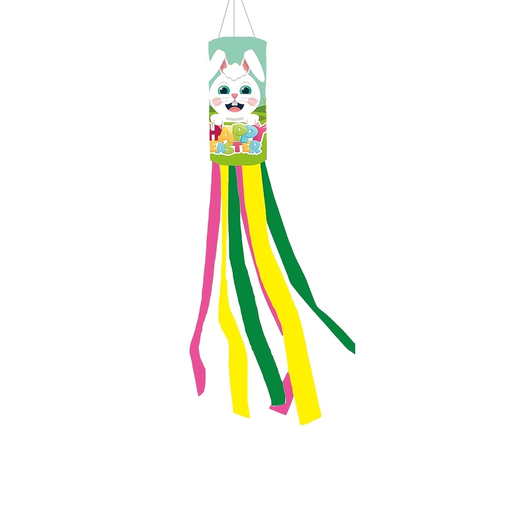 1pc Easter Banner, Polyester Wind Flag With Bunny & Egg Design, Yard Decor For Holiday Celebration.