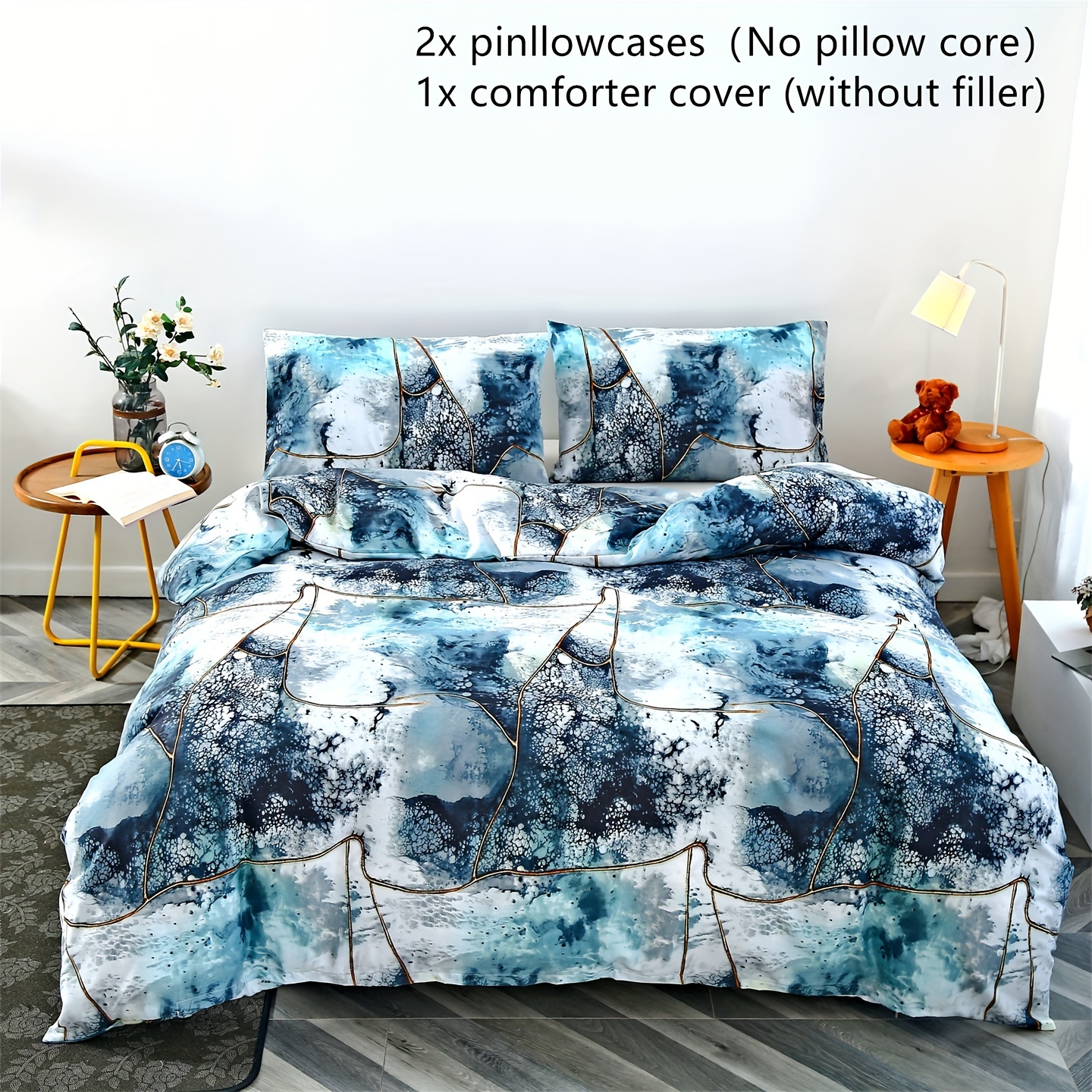 Image of Open Bedding: Duvet Cover And Pillowcases, Skin-friendly And Breathable. Includes 1 Duvet Cover And Of Pillowcases, No Filling Included