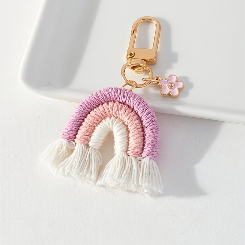 New Handmade Woven Fashionable Tassel Bag Charm, Unique Bohemian Knitted Ornament, 1pc