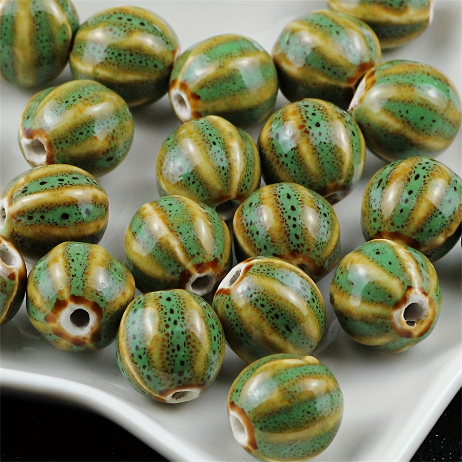 TEMU Approximadamente 29 piezas de Cuentas Sueltas de Cerámica Multicolor con Esmalte de Calabaza y Flor de 12mm Adecuadas para Pulseras Hechas a ,