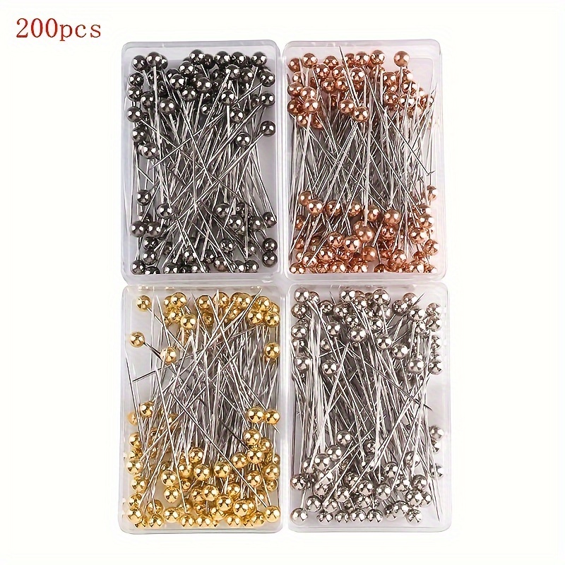 

200pcs Stainless Steel Pins, Straight Pins, Pearl Needles, Fixed Sewing Pins For , Jewelry Diy