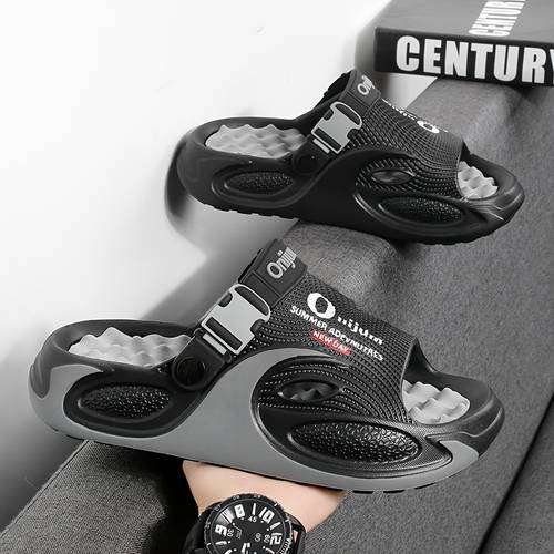 men women same style summer outdoor casual slippers thick sole height increasing massage insole home slip on lightweight breathable slippers for women
