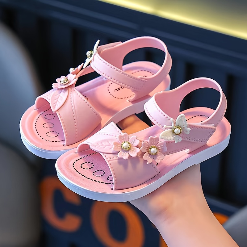 sandálias abertas de dedo do pé decoradas com flores e Temu Brazil