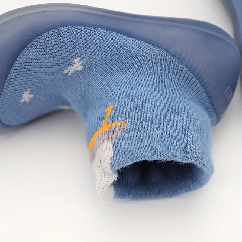 Adorable Cartoon Animal Slip-On Baby Sock Shoes - Cozy, Non-Slip Rubber Sole Walking Shoes for Newborns & Toddlers - Soft Fabric, All-Season Comfort in Blue, Yellow, Pink, & Brown, Toddler Shoes