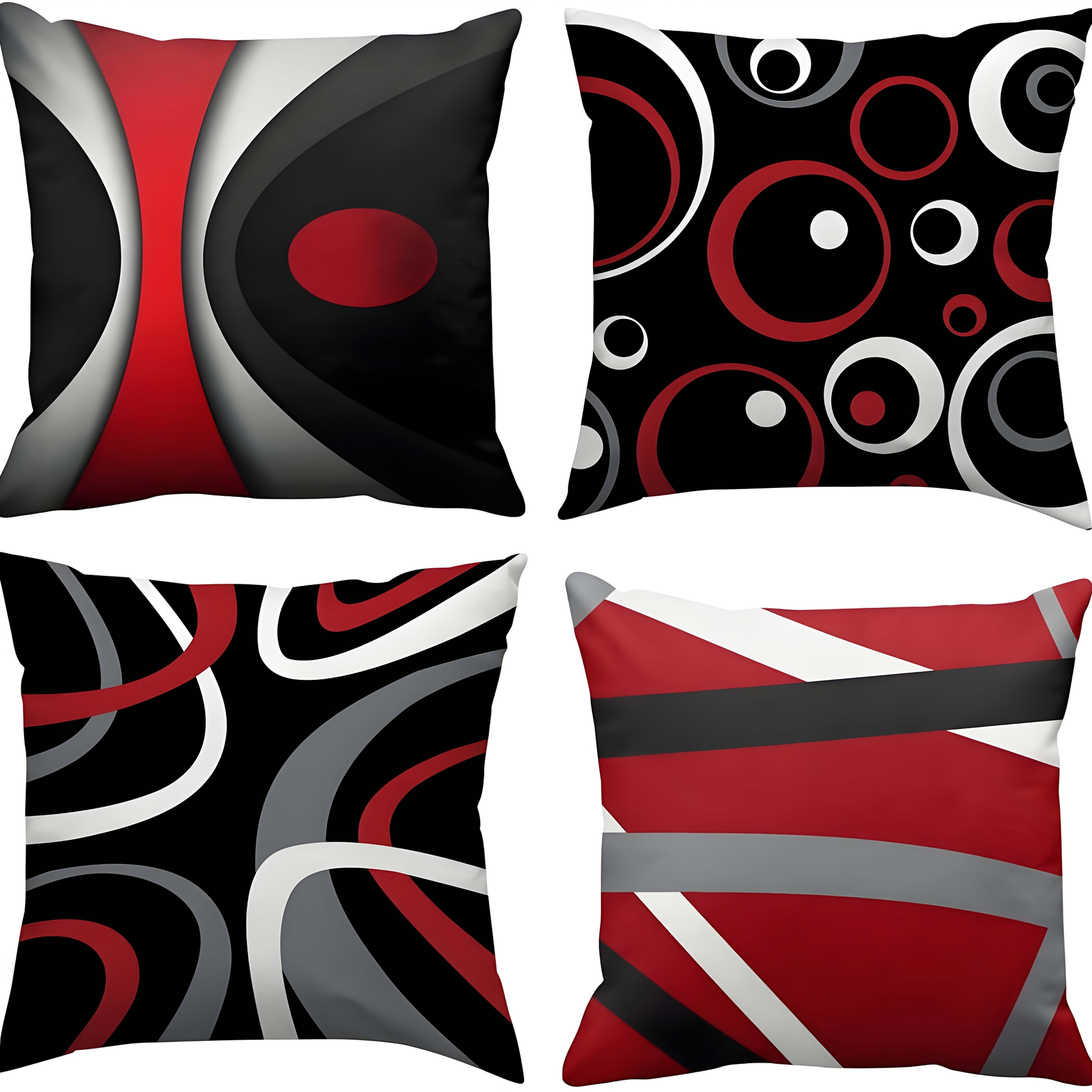 TEMU Set da 4 pezzi, federe stampate rosse e nere, fodere per cuscini moderne astratte, federe decorative con motivo geometrico per , soggiorno,