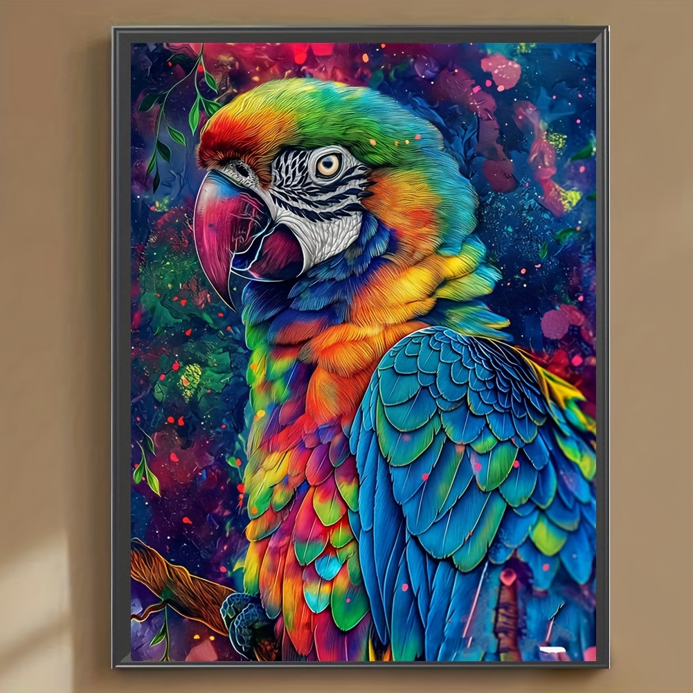 

5d Diy Diamond Painting Kit Parrot Round Diamond Embroidery Mosaic Stitch Set For Adults Beginners, Animal Themed Canvas Wall Art Home Decor