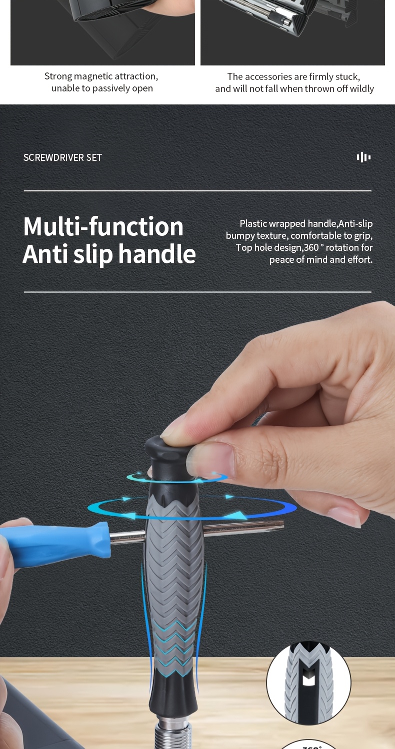 126in 1 manual hand tool kit precision screwdriver set handle portable pen wireless cordless magnetic mini small bit for xiaomi mobile cell phone watch repair home household micro laptop pc multifunctional professional black Product details 3
