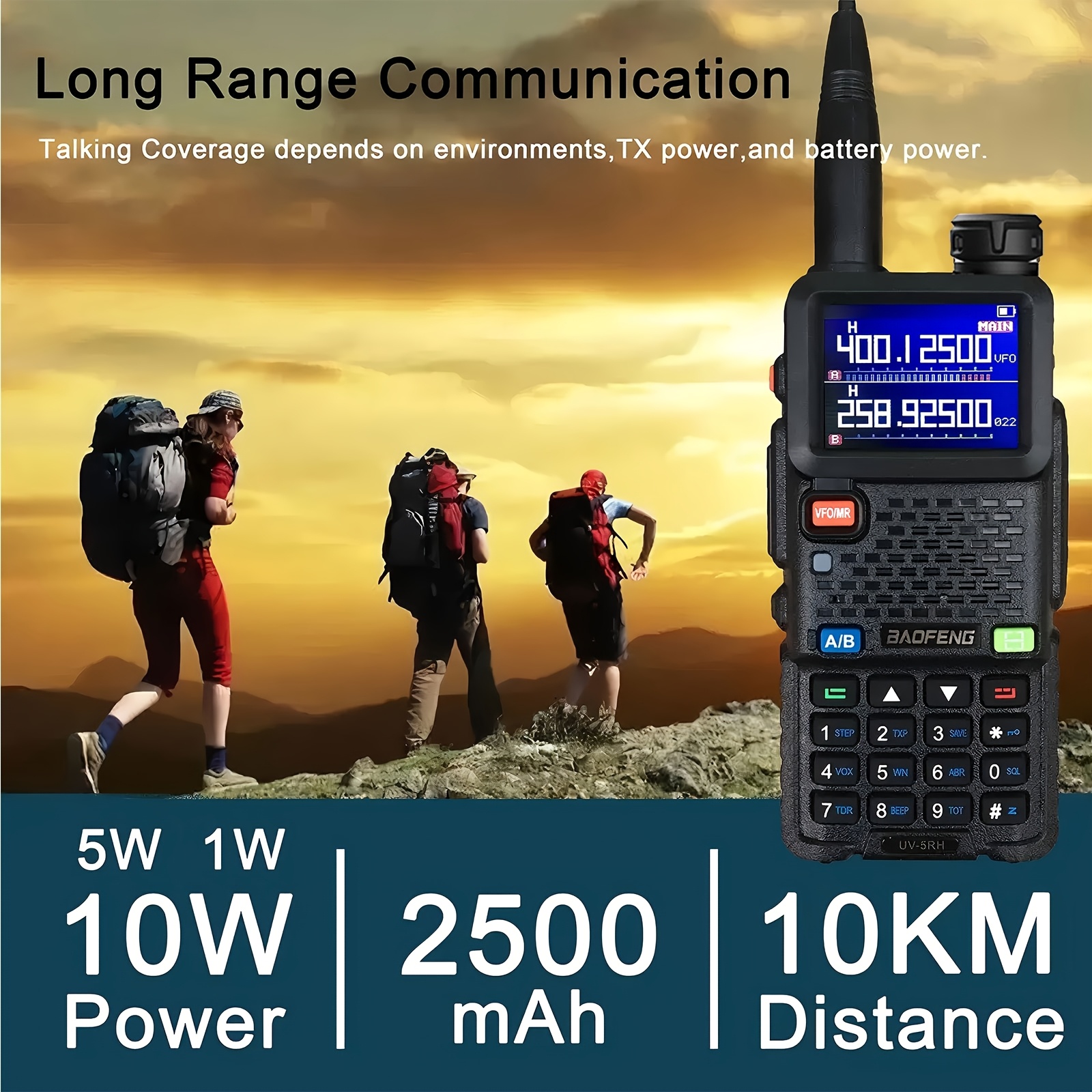 2 парчиња 5rh walkie-talkies со 2500mah type-c директно полнење - 999-насочен далечински едно-клик фреквенциско совпаѓање, uhf, 136-174mhz/400-520mhz, полнење на литиум-полимерни батерии, идеални за надвор, патување, планинарење, велосипедизам и кампување, надворешна комуникација | дигитален walkie talkie | издржлив walkie talkie Детали за производот 4
