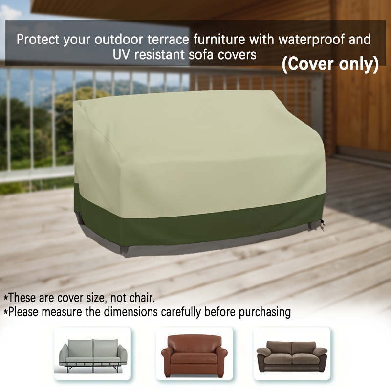 

Waterproof Outdoor Loveseat Cover - Tear-resistant Polyester Sofa Protector, Uv Resistant, Heavy-duty Patio Furniture Cover In Beige And Green