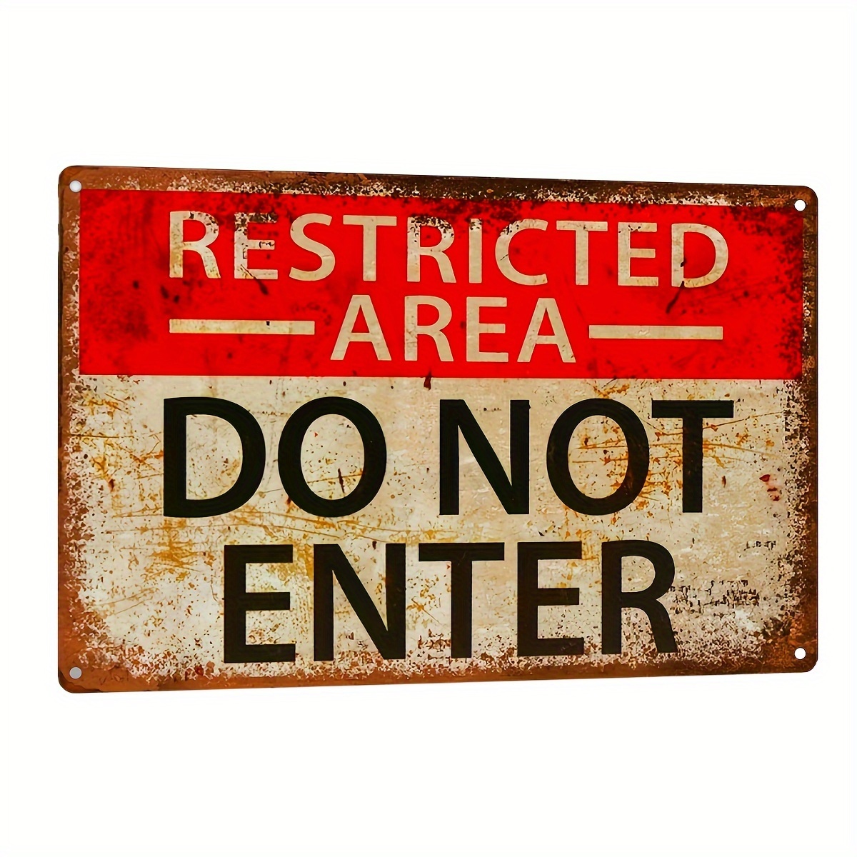 

Vintage Style Metal Tin Sign - Restricted Area Do Not Enter Wall Hanging Plaque, 12x8 Inches - Warning Decorative Sign For Home And Business, No Electricity Needed.